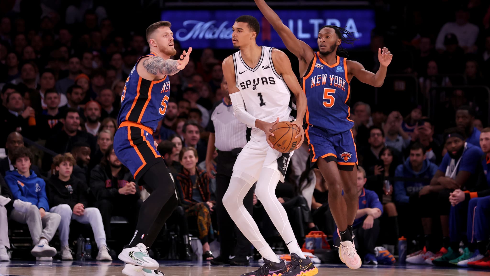 Victor Wembanyama lors de sa soirée galère face aux New York Knicks, le 08/11/2023