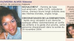 Simone de Oliveira Alves a disparu en 2004.
