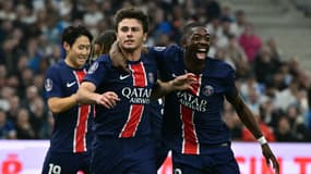 Joao Neves ouvre le score pour le PSG lors du Classique face à l'OM, le 27 octobre 2024.