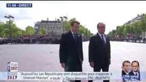 Emmanuel Macron et François Hollande réunis pour la cérémonie du 8 mai 