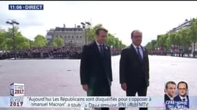 Emmanuel Macron et François Hollande réunis pour la cérémonie du 8 mai