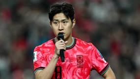Kang-in Lee s'adresse au public après le match Corée du Sud-Koweït (4-0, qualifs Coupe du monde 2026), le 10 juin 2025