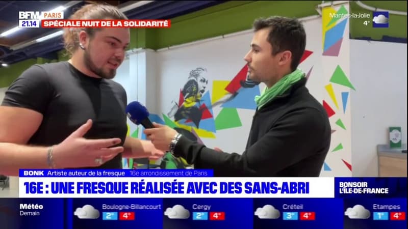 Nuit de la solidarité: une fresque réalisée par les occupants d'un centre d'hébergement