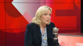 Marine Le Pen sur BFMTV-RMC ce mercredi 12 avril 2023.