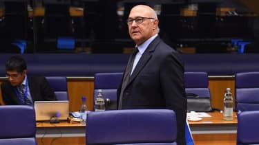 Michel Sapin, lors de la réunion des ministres des Finances de la zone euro qui s'est tenue lundi à Luxembourg.