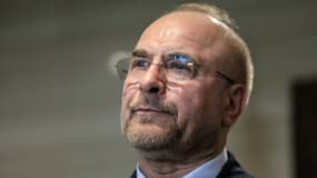 Le président du Parlement iranien, Mohammad Bagher Ghalibaf, lors d'une rencontre avec son homologue libanais à Beyrouth, au Liban, le 12 octobre 2024.