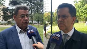 Jean-Paul Bret et Gabriel Amard, candidats finalistes dans la 6e circonscription du Rhône à Villeurbanne, le 2 juillet 2024.