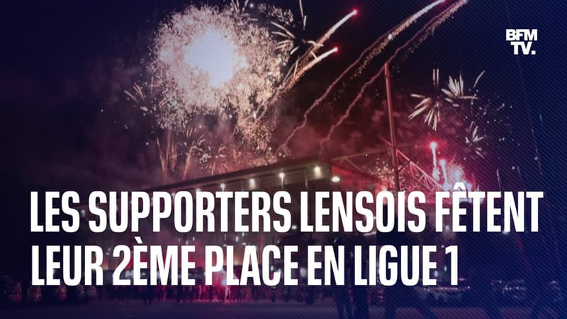 Football: les supporters lensois fêtent leur deuxième place en Ligue 1 et leur qualification en Ligue des champions