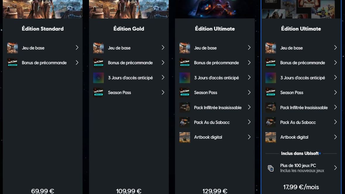 Les différentes éditions de Star Wars Outlaws Les différentes éditions de Star Wars Outlaws