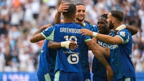 La joie des Marseillais après l'ouverture du score de Greenwood lors du match amical OM-Aston Villa, 9 août 2025