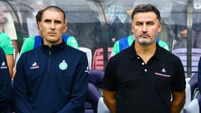 Laurent Batlles et Christophe Galtier devant le banc des Verts en 2015