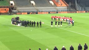 Le recueillement en mémoire de Yohann Essirard avant Lorient-Monaco, au Stade du Moustoir le 6 janvier 2021