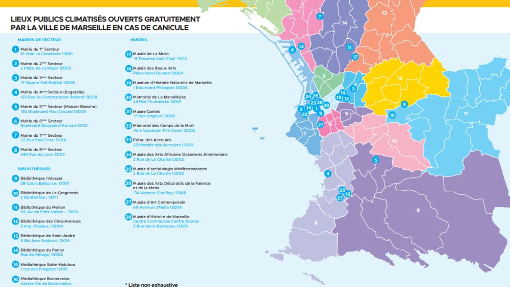 Les lieux publics climatisés ouverts gratuitement en cas de canicule à Marseille.