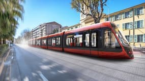 Alstoma déployé à Nice sa solution de recharge statique par le sol qui permet de charger le tramway à l'arrêt en station, en moins de 20 secondes.