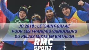 JO 2018 : Le "Saint-Graal" pour les Français vainqueurs du relais mixte en biathlon