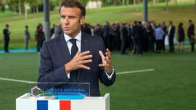 Le président Emmanuel Macron donne le coup d'envoi du Conseil national de la Refondation, le 8 septembre 2022 à Marcoussis (Essonne)