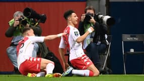 Le milieu Sofiane Diop (d) a ouvert le score pour Monaco lors du match de Ligue à Paris, le 21 février 2021