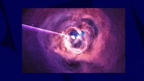 Le trou noir de la galaxie Persée d'où provient le son enregistré, avec les ondes sonores modélisées par la Nasa. 