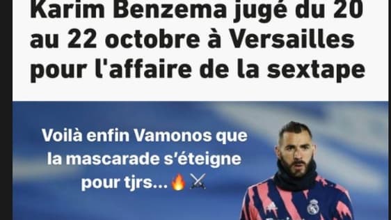 La réaction de Karim Benzema sur Instagram à l'annonce des dates du procès de l'affaire de la sextape