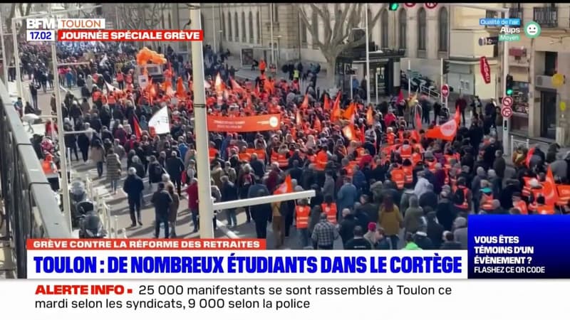 Grève du 7 mars: des milliers de manifestants ont défilé à Toulon