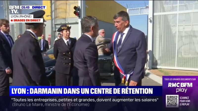Gérald Darmanin arrive à Colombier-Saugnieu pour inaugurer un centre de rétention