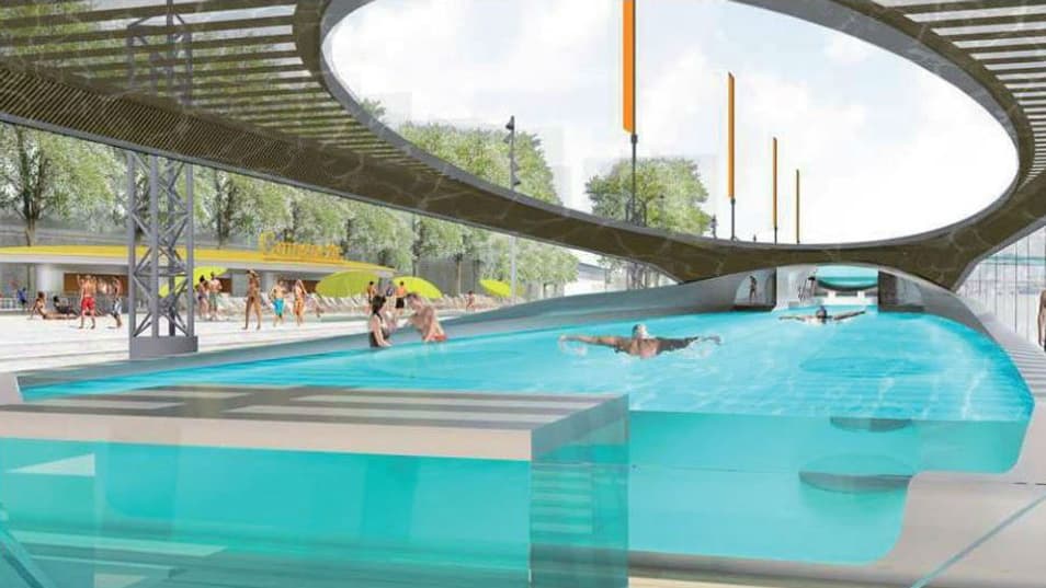 Le projet de piscine sur le Port de Javel. Le projet de piscine sur le Port de Javel.