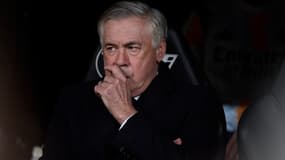 Carlo Ancelotti lors du derby Real-Atlético, le 8 février 2025.