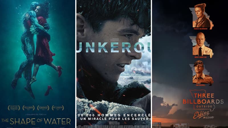 "La Forme de l'eau", "Dunkerque", "3 Billboards: les panneaux de la vengeance" font partie des favorise aux Oscars