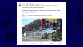 Capture d'écran d'un message posté sur X par Andril Sybiha, le ministre des Affaires étrangères ukrainien, le 21 août 2025.
