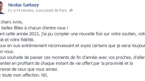 Le message de Nicolas Sarkozy publié mardi midi. Le message de Nicolas Sarkozy publié mardi midi.