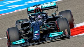 Image d'illustration - Le septuble champion du monde de Formule 1, le Britannique Lewis Hamilton, au volant de sa Mercedes, lors de la 1ère séance d'essais libres du Grand Prix de Bahreïn, le 26 mars 2021 sur le circuit international de Sakhir 
