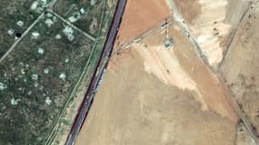 Des images satellite montrent la construction d'un mur à la frontière entre la bande de Gaza et l'Égypte, à Rafah, publiées le 15 février 2024