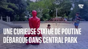 Une curieuse statue rouge de Poutine débarque à Central Park