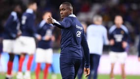 Moussa Diaby à l'entraînement avec les Bleus, le 23 mars 2024