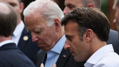 Joe Biden et Emmanuel Macron au G7, le 27 juin 2022.