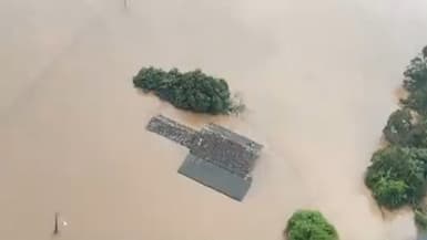 Une maison inondée à Vale do Taquari dans l'État de Rio Grande do Sul après le passage d'un cyclone, le 5 septembre 2023.