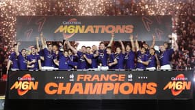 Le XV de France sacré au Tournoi des 6 Nations, le 15 mars 2025 au Stade de France.