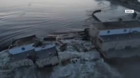 Le barrage de Nova Khakovka, dans le Sud de l'Ukraine, a été partiellement détruit dans la nuit du 5 au 6 juin 2023. 