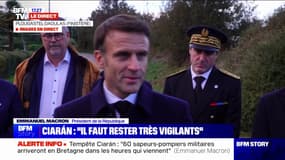 Emmanuel Macron sur la tempête Ciarán: "On va mobiliser l'ensemble des assureurs qui seront réunis par le ministre de l'Économie dès le début de semaine"