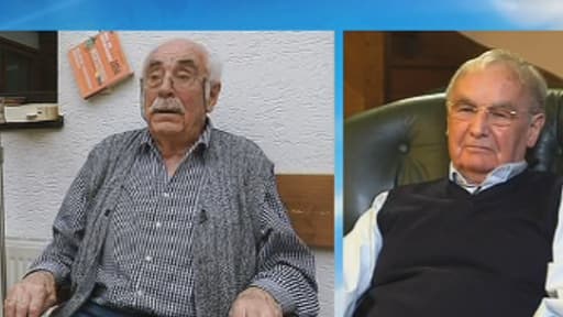 A gauche, Werner C., ancien Waffen-SS inculpé pour le massacre d'Oradour-sur-Glane, et à droite, Robert Hebras, rescapé du massacre