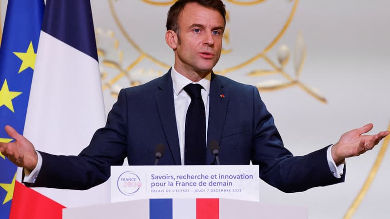 Emmanuel Macron à l'Élysée le 7 décembre 2023