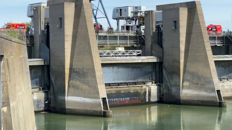 Intervention au barrage de Pierre-Bénite