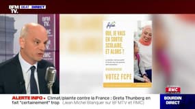 "Je pense que c'est une erreur." Jean-Michel Blanquer considère que l'affiche de la FCPE avec une mère voilée est "regrettable"