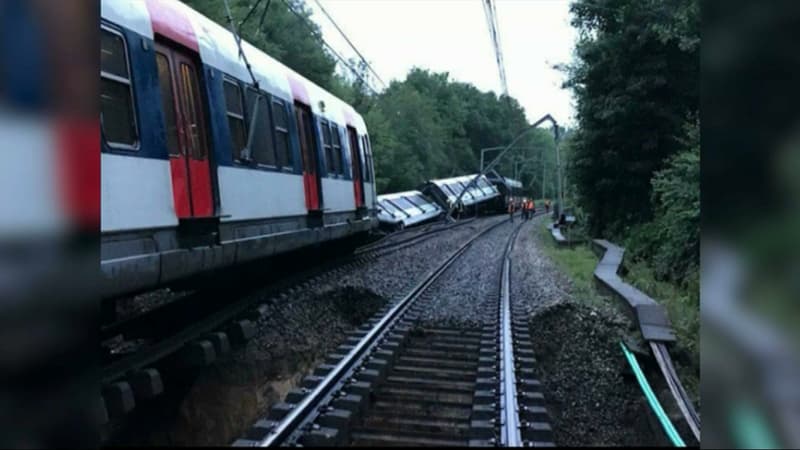 Le RER B s'est partiellement couché à cause d'un glissement de terrain.