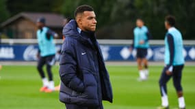 Kylian Mbappé à l'entraînement de l'équipe de France, le 8 octobre 2025
