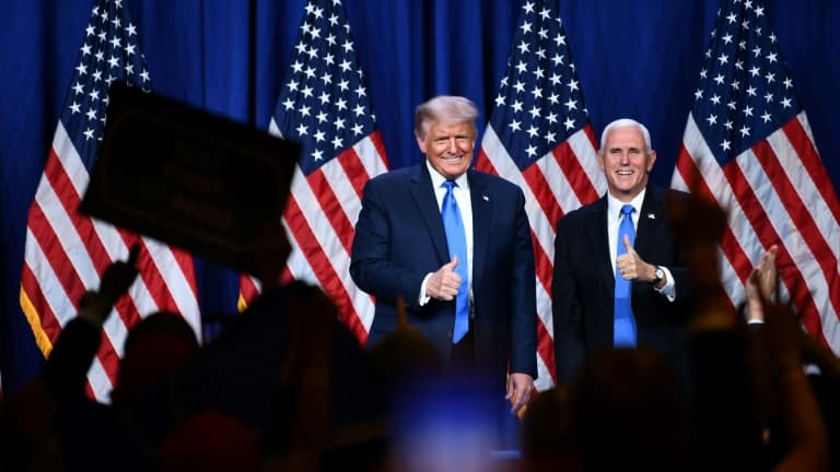 Le président américain Donald Trump et le vice-président Mike Pence, au premier jour de la convention républicaine, le 24 août 2020 à Charlotte, en Caroline du Nord.