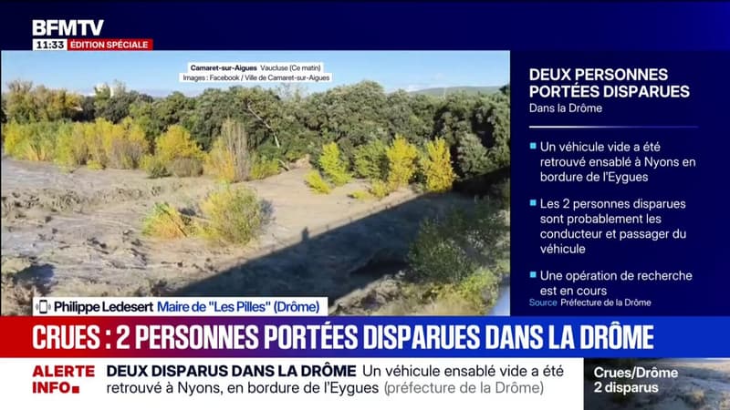 Crues: "La rivière est montée vite", déplore Philippe Ledesert, maire des Pilles dans la Drôme
