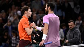 Ugo Humbert et Karen Khachanov lors du Masters 1000 de Paris en novembre 2024.