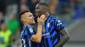 Lautaro Martinez et Marcus Thuram lors d'un match de l'Inter Milan en octobre 2024