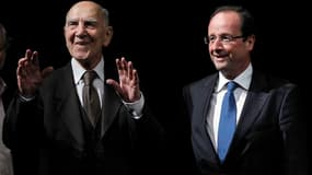 Le diplomate et ancien résistant Stéphane Hessel a invité jeudi François Hollande à "résister" à ceux qui lui demandent "d'y aller mollo" dans la perspective de l'élection présidentielle. Les deux hommes ont discuté en public pendant plus d'une heure lors